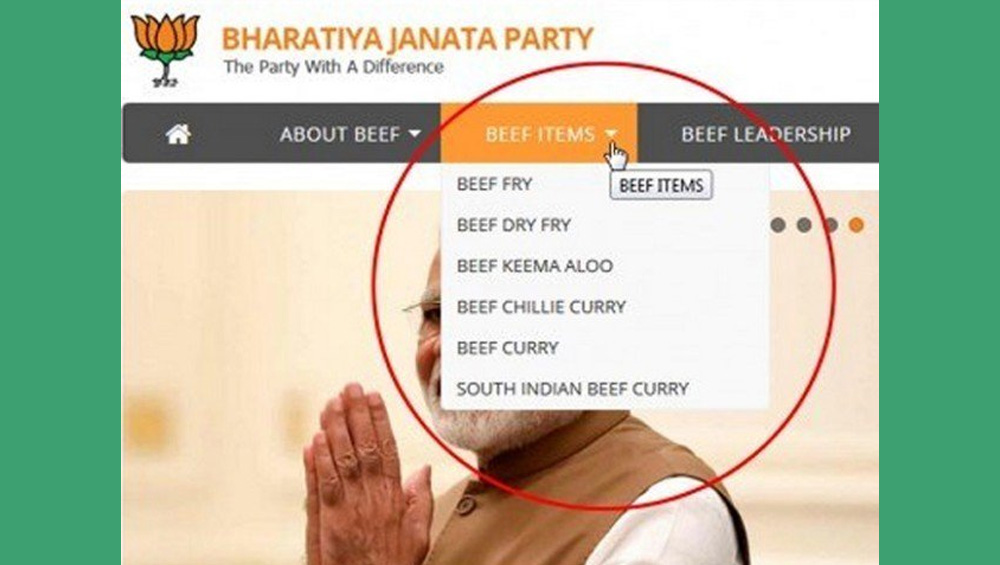 Hackers replace “BJP” with “Beef” on the party’s official website