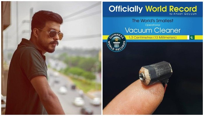 Pakistani miniature artist breaks three Indian records by making tiniest vacuum cleaner