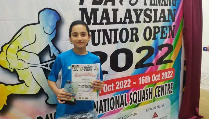 Pakistan’s 11-year-old Mahnoor wins junior squash title in Malaysia