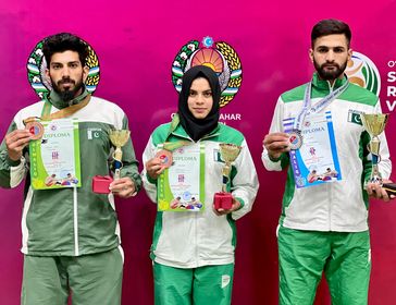 Pakistani youngsters shine bright with two silvers and two bronze at Asian Mas-Wrestling Championship, Uzbekistan